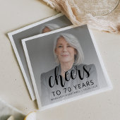 Serviette En Papier 70e anniversaire de la fête Photo Script noir