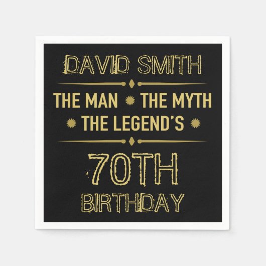 Serviette En Papier 70e anniversaire de l'homme mythe Légende (Devant)