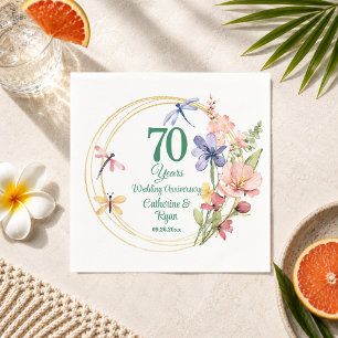 Serviette En Papier 70e Anniversaire de Mariage Cadre en Or