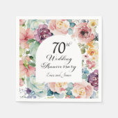 Serviette En Papier 70e anniversaire de Mariage Élégant script floral (Devant)