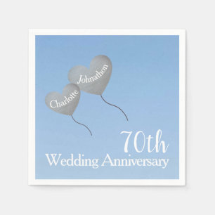 Serviette En Papier 70e anniversaire de mariage en platine avec ballon
