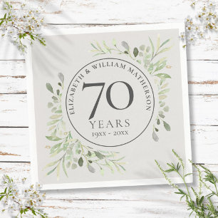 Serviette En Papier 70e Anniversaire de Mariage Vert feuillage de plat