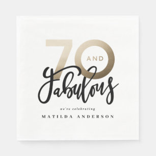 Serviette En Papier 70e anniversaire donnant l'air de 70 or moderne