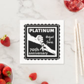 Serviette En Papier 70e anniversaire du mariage platine bleu tradition (En situation)