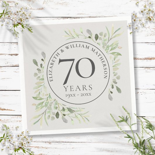 Serviette En Papier 70e anniversaire du Mariage Platinum Green