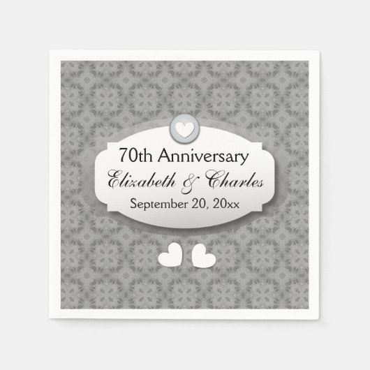 Serviette En Papier 70e anniversaire du Mariage Platinum Z03 (Devant)