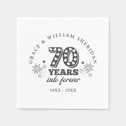Serviette En Papier 70e anniversaire du Mariage pour toujours (Devant)