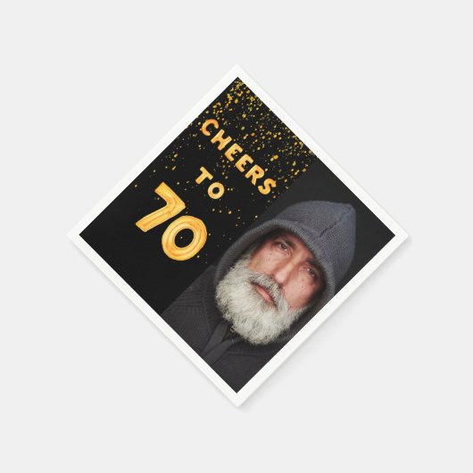 Serviette En Papier 70e anniversaire fête en or noir photo (Coin)