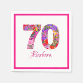 Serviette En Papier 70e anniversaire fêtrement floral rose serviettes (Devant)