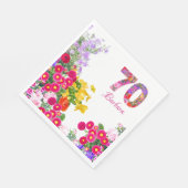 Serviette En Papier 70e anniversaire fleur fleurie bouquet serviettes (Coin)