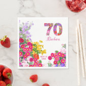Serviette En Papier 70e anniversaire fleur fleurie bouquet serviettes (En situation)