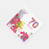 Serviette En Papier 70e anniversaire fleur fleurie bouquet serviettes (Coin)