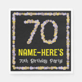 Serviette En Papier 70e anniversaire : Floral Flowers Numéro, Nom pers (Devant)