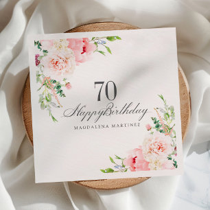 Serviette En Papier 70e Anniversaire Fournitures Fête Rose Floral Cust