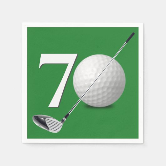 Serviette En Papier 70e Anniversaire Golf Ball And Club (Devant)