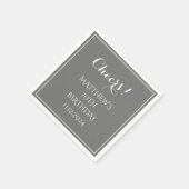 Serviette En Papier 70e anniversaire Grey Élégant Script moderne (Coin)