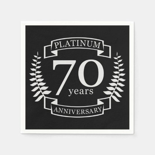 Serviette En Papier 70e ANNIVERSAIRE Mariage PLATINUM (Devant)