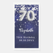 Serviette En Papier 70e anniversaire marine bleu argent étoiles (Devant)