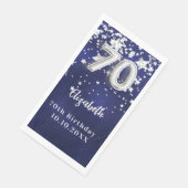 Serviette En Papier 70e anniversaire marine bleu argent étoiles (Coin)