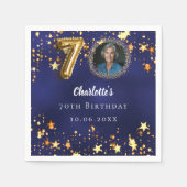 Serviette En Papier 70e anniversaire marine bleu or étoiles photo (Devant)
