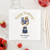 Serviette En Papier 70e anniversaire Marine Blue Balloon Cake (En situation)