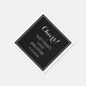 Serviette En Papier 70e anniversaire Noir Élégant Script moderne (Coin)