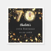 Serviette En Papier 70e anniversaire noir étoiles d'or photo (Devant)