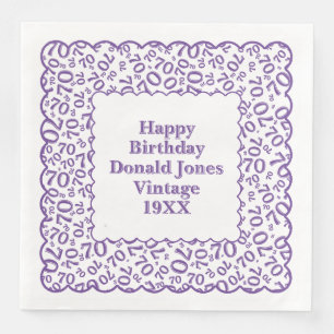 Serviette En Papier 70e anniversaire Numéro Motif pétoncles violet/bla