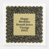 Serviette En Papier 70e anniversaire Numéro Motif Scallops Gold/Black (Devant)