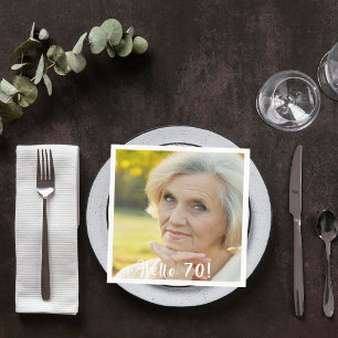 Serviette En Papier 70e anniversaire photo bonjour 70 femme