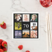 Serviette En Papier 70e anniversaire photo collage noir (En situation)