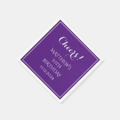 Serviette En Papier 70e anniversaire Purple Élégant Script moderne (Coin)