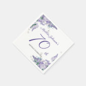 Serviette En Papier 70e anniversaire Purple Floral Elégant âge personn (Coin)