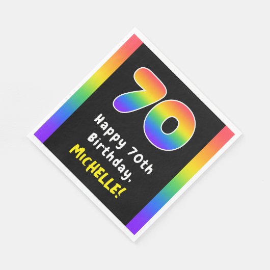 Serviette En Papier 70e anniversaire : Rainbow Spectrum # 70, Nom pers (Coin)