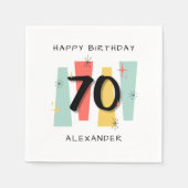 Serviette En Papier 70e anniversaire Retro Midsiècle moderne coloré (Devant)