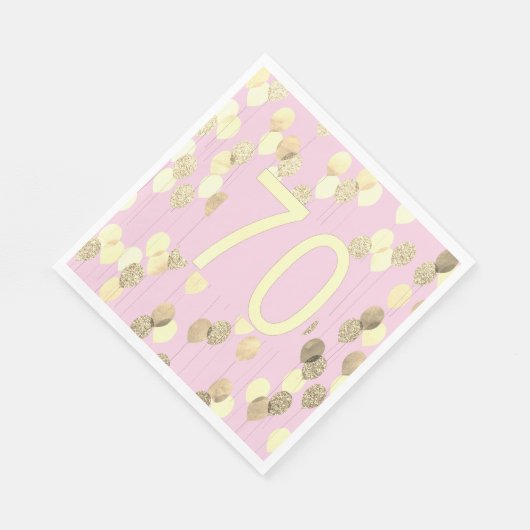 Serviette En Papier 70e anniversaire rose et or (Coin)