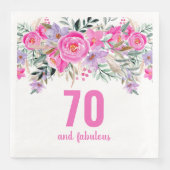 Serviette En Papier 70e anniversaire rose fleurie serviettes (Devant)