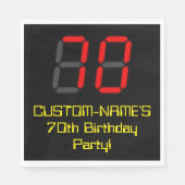 Serviette En Papier 70e anniversaire : Rouge Digital Clock Style "70"  (Devant)