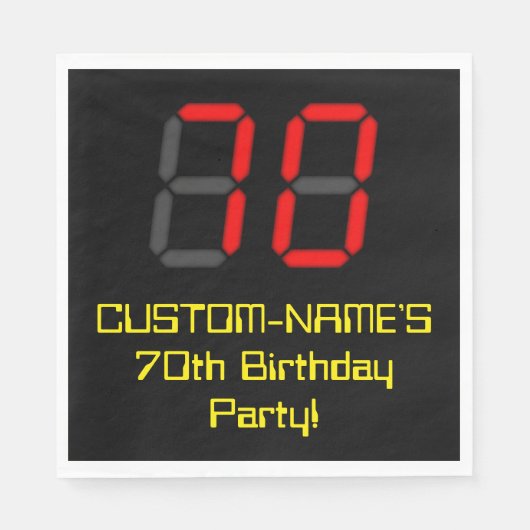 Serviette En Papier 70e anniversaire : Rouge Digital Clock Style "70"  (Devant)