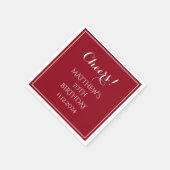 Serviette En Papier 70e anniversaire Rouge Élégant Script moderne (Coin)