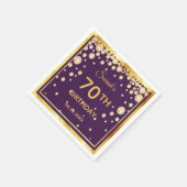 Serviette En Papier 70e anniversaire sur violet avec diamants d'or (Coin)