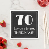 Serviette En Papier 70e Birthday — Art Deco Inspecred Look 70, nom (En situation)