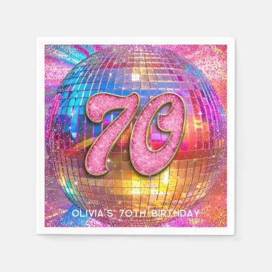 Serviette En Papier 70e fête d'anniversaire Gold rose Parties scintill (Devant)