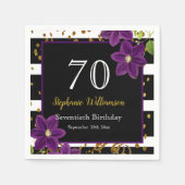 Serviette En Papier 70e fête d'anniversaire| Parties scintillant noire (Devant)