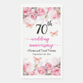 Serviette En Papier 70e Mariage Platinum Anniversaire Roses Blush (Devant)