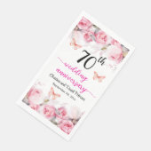 Serviette En Papier 70e Mariage Platinum Anniversaire Roses Blush (Coin)