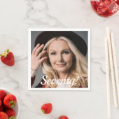 Serviette En Papier 70ème anniversaire script photo texte femme (En situation)