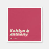 Serviette En Papier 70's Retro Super Viva Magenta Mariage (Devant)