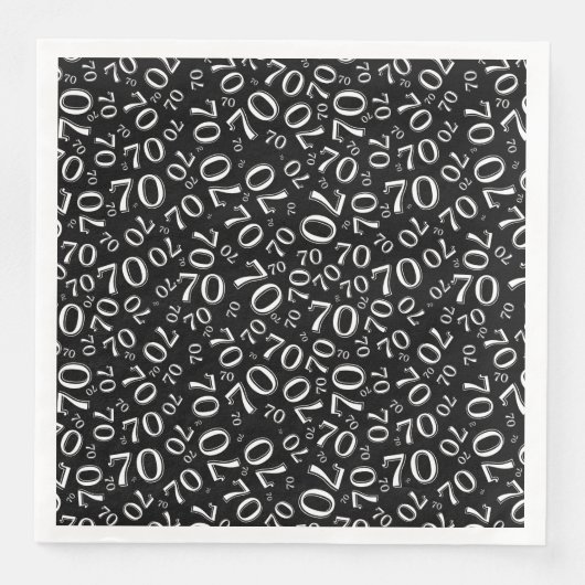 Serviette En Papier 70th Age Random Number Pattern Black/White (Devant)