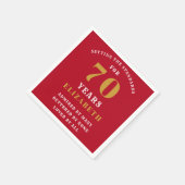 Serviette En Papier 70th Birthday Red And Gold Ajouter Votre Nom (Coin)